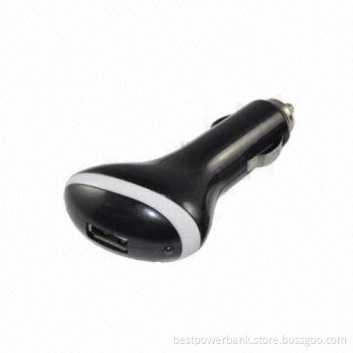 Single USB In-car Charger, 500-1,000mA Output Current Optional